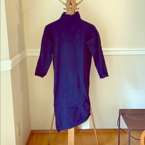Navy wool mock turtleneck dress